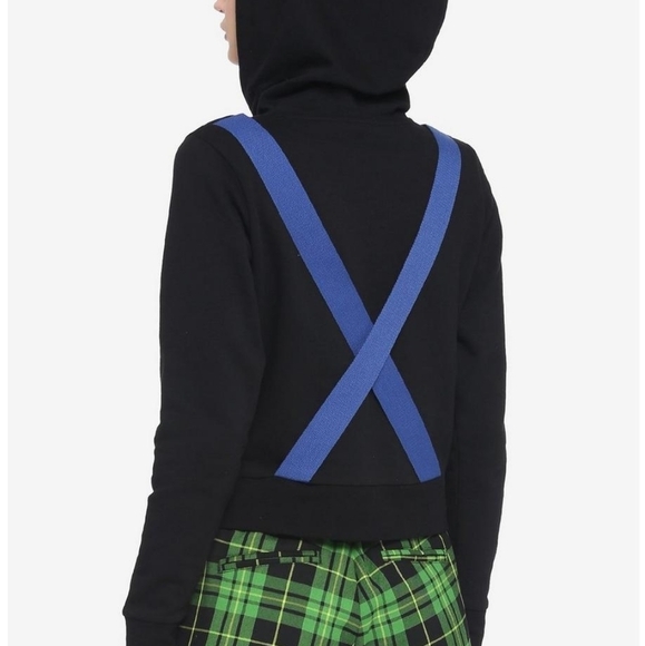 BUCKLE Strap Cutout Girls Crop Hoodie LG - Picture 2 of 5